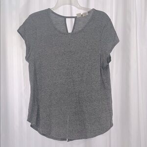 Women's Gray Top with Back Neck V Cutout and Slit on the Bottom